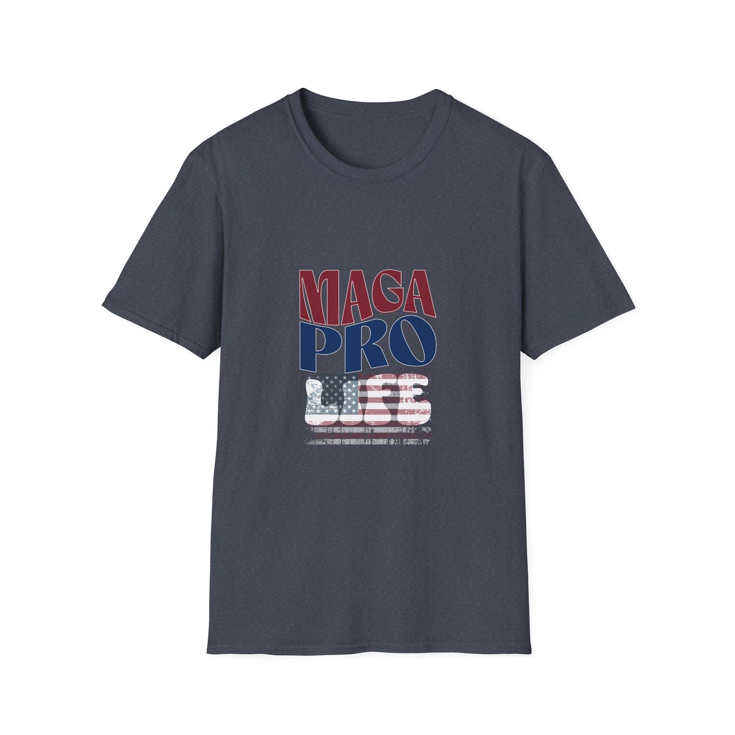 MAGA Pro-Life Patriotic T-Shirt | American Flag Graphic Tee|Unisex Softstyle T-Shirt,