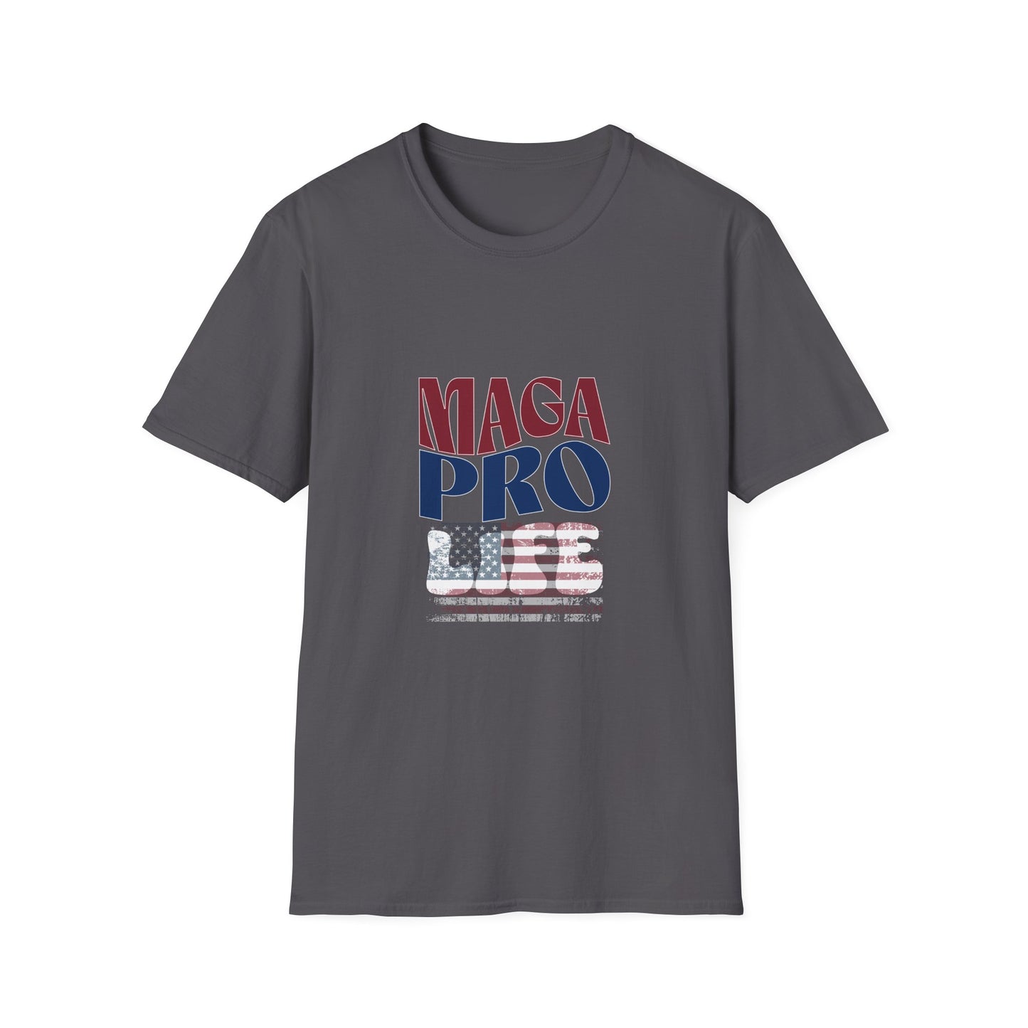 MAGA Pro-Life Patriotic T-Shirt | American Flag Graphic Tee|Unisex Softstyle T-Shirt,