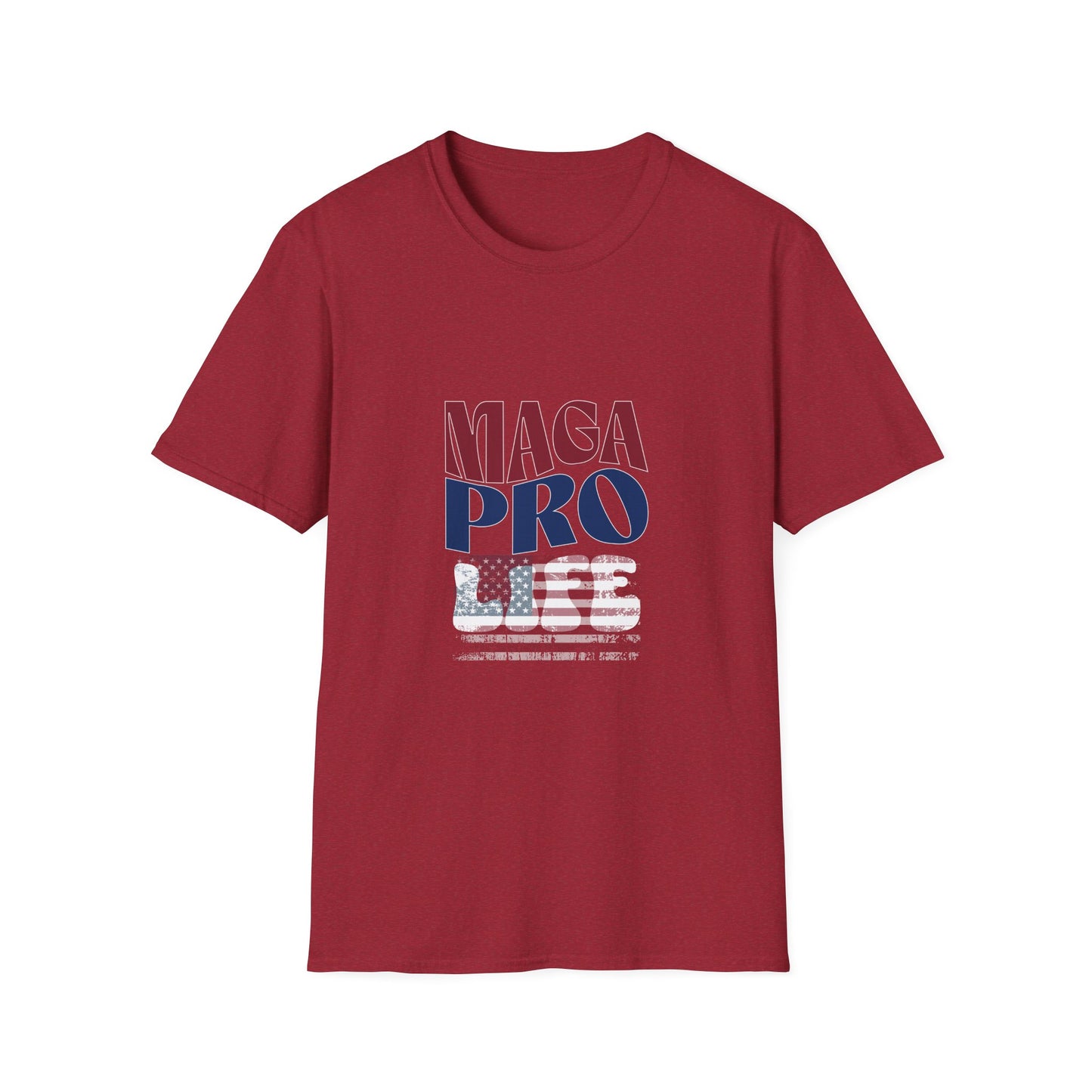 MAGA Pro-Life Patriotic T-Shirt | American Flag Graphic Tee|Unisex Softstyle T-Shirt,