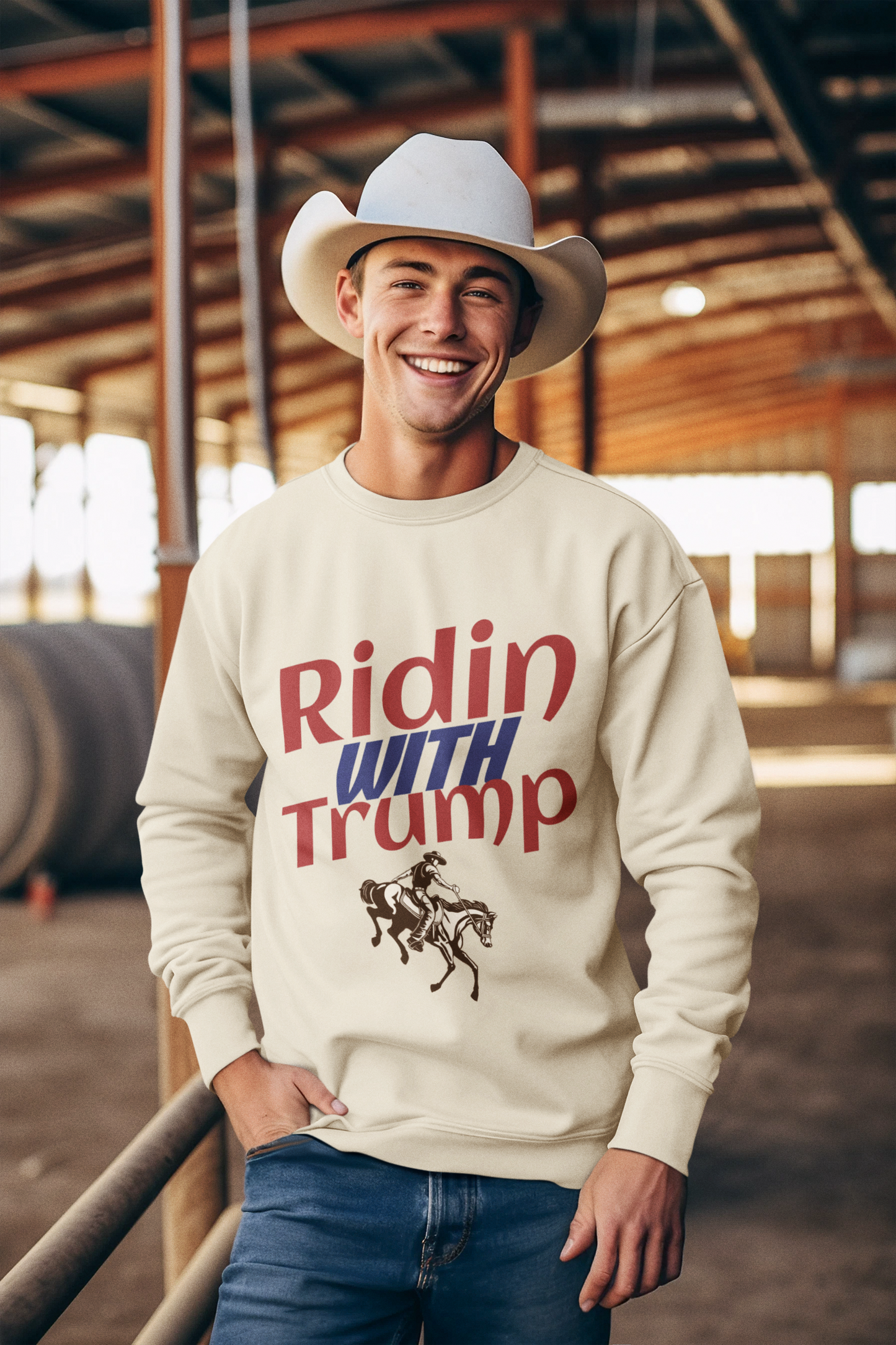 Ridin’ with Trump Unisex Sweatshirt | MAGA Heavy Blend Pullover