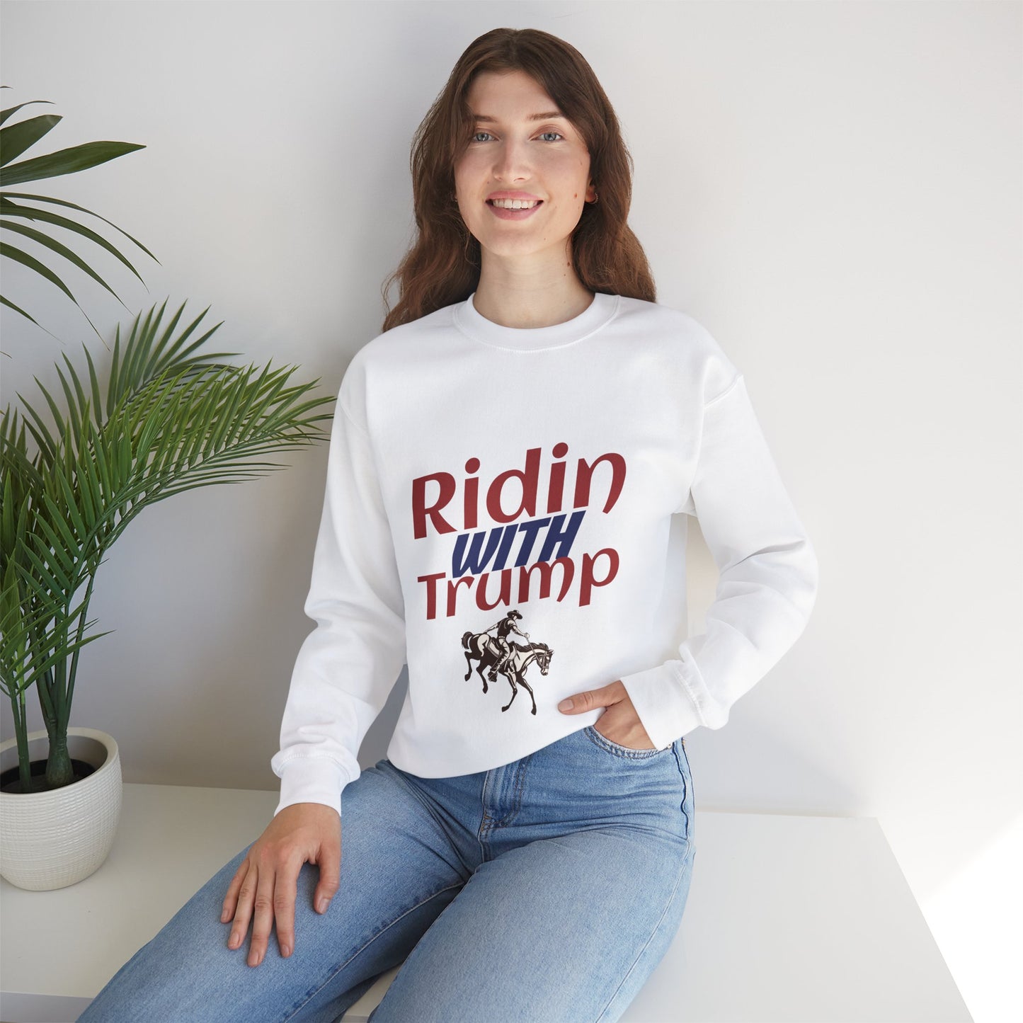 Ridin’ with Trump Unisex Sweatshirt | MAGA Heavy Blend Pullover
