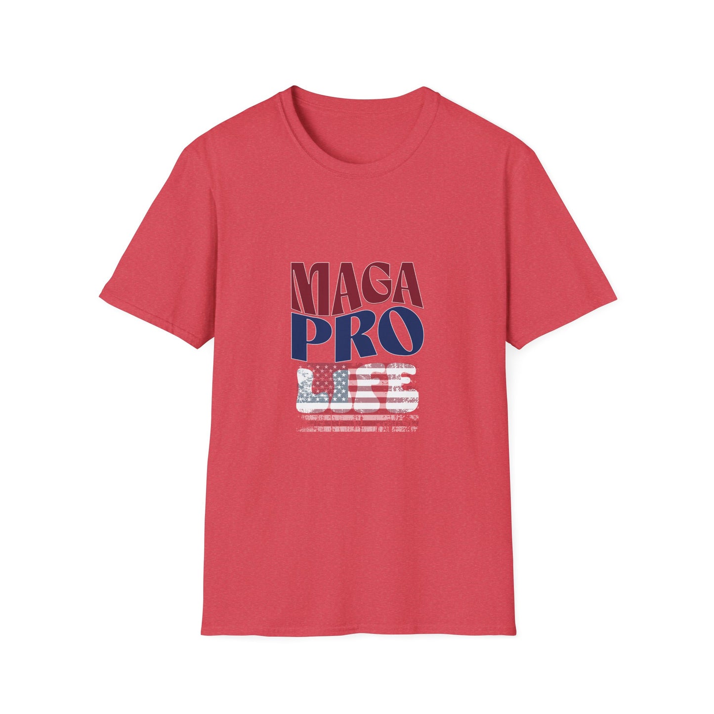 MAGA Pro-Life Patriotic T-Shirt | American Flag Graphic Tee|Unisex Softstyle T-Shirt,