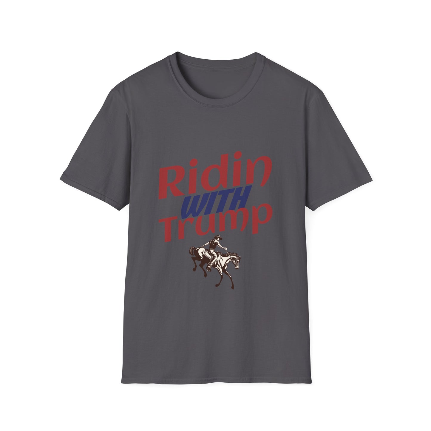 Ridin’ with Trump T-Shirt | Western Patriotic Tee |Unisex Softstyle T-Shirt