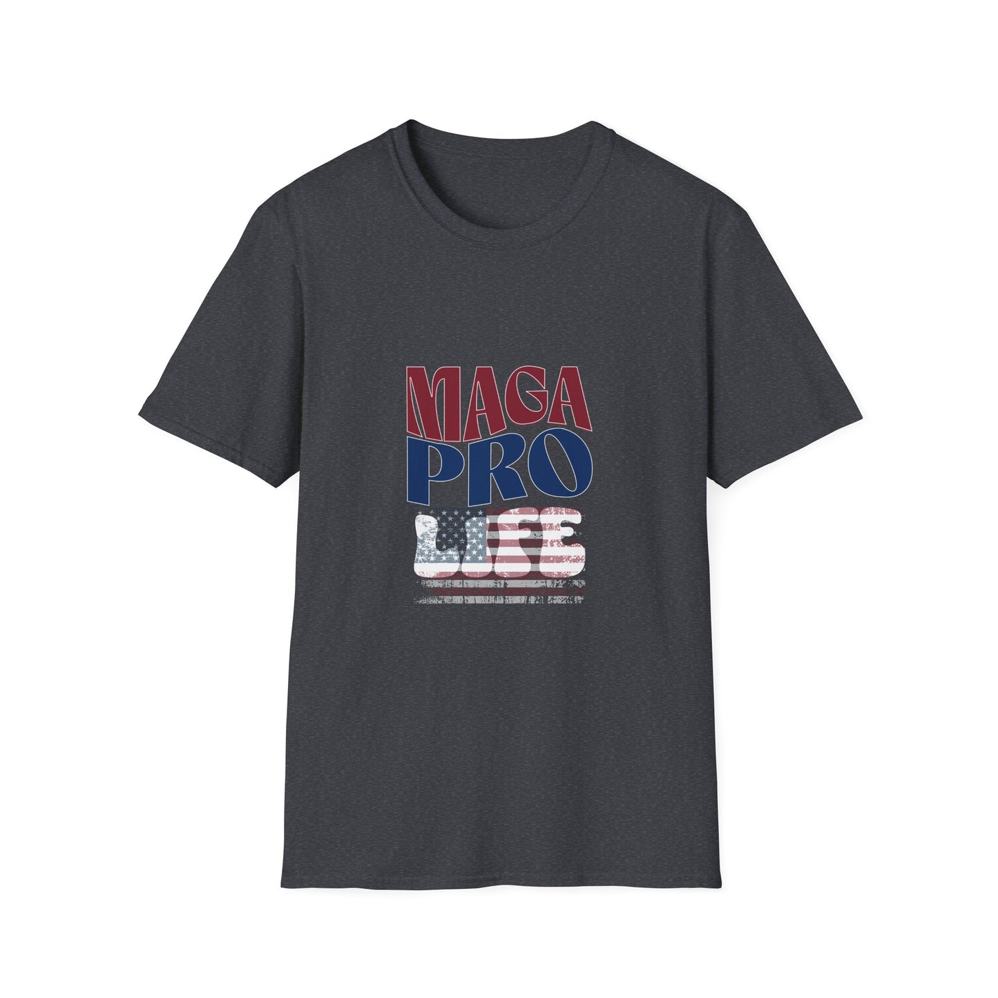 MAGA Pro-Life Patriotic T-Shirt | American Flag Graphic Tee|Unisex Softstyle T-Shirt,
