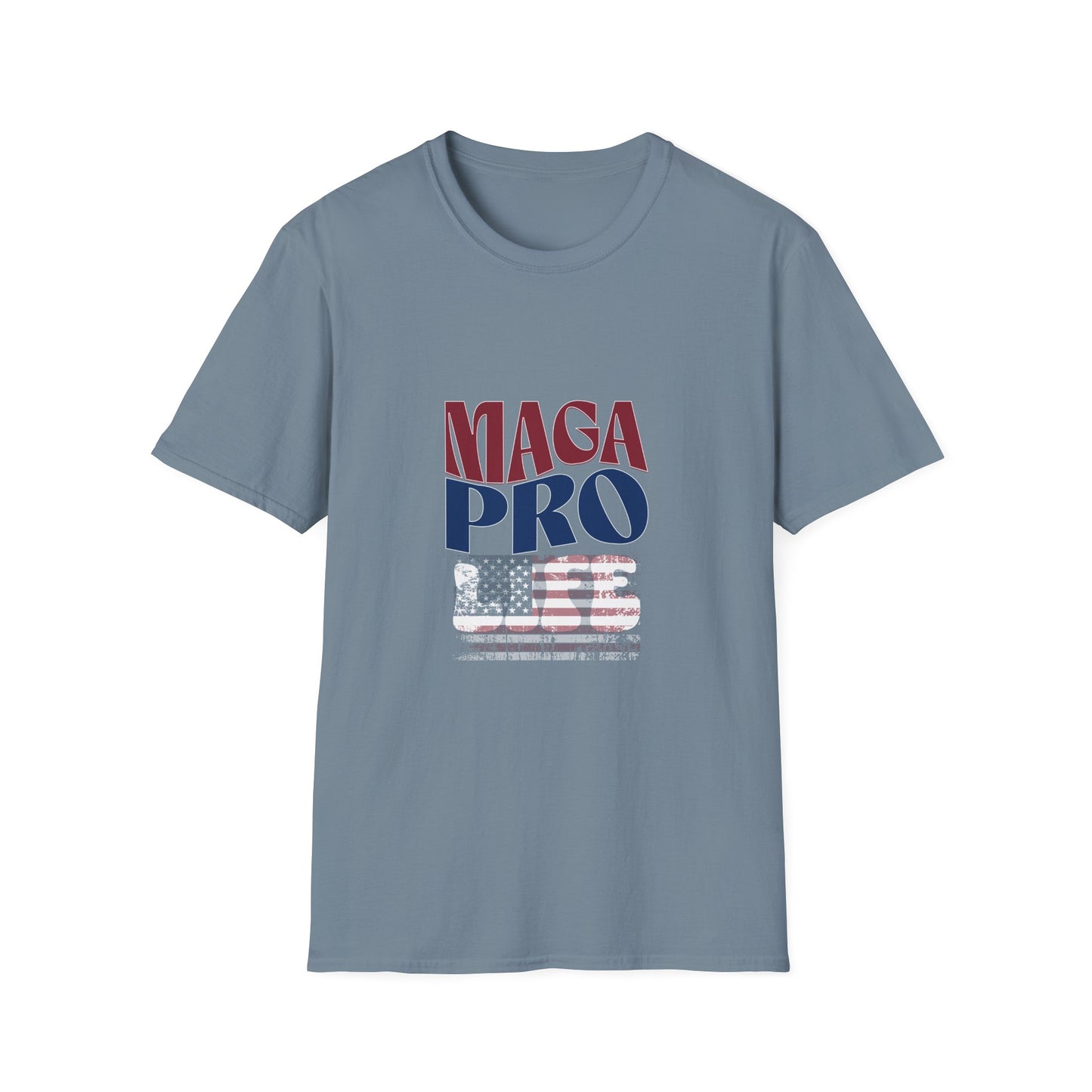 MAGA Pro-Life Patriotic T-Shirt | American Flag Graphic Tee|Unisex Softstyle T-Shirt,