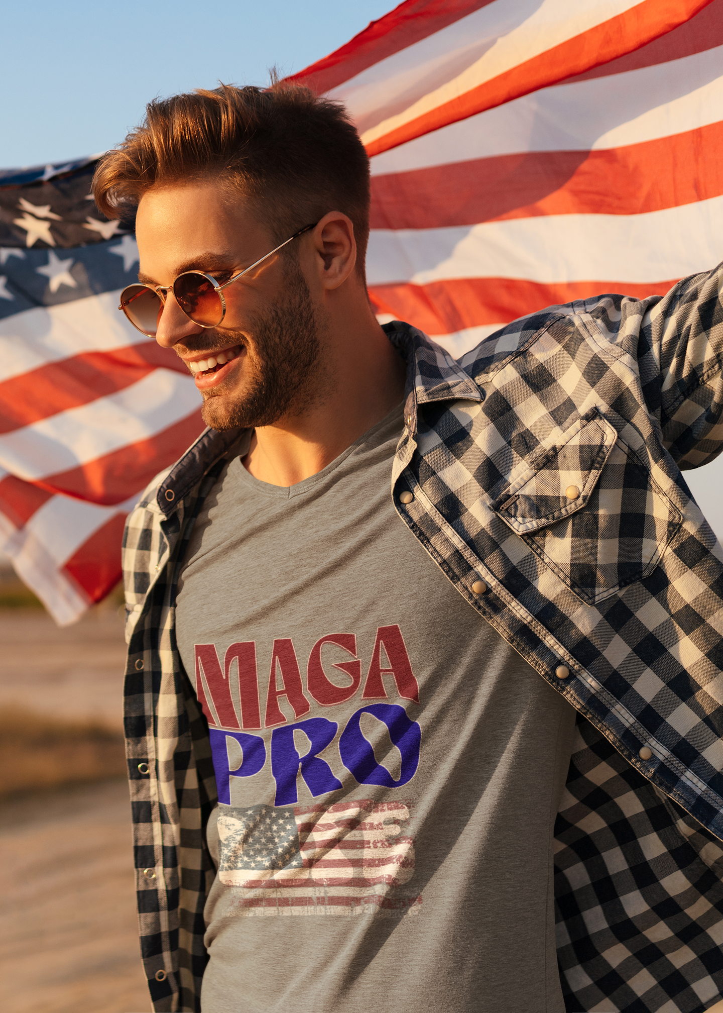 MAGA Pro-Life Patriotic T-Shirt | American Flag Graphic Tee|Unisex Softstyle T-Shirt,