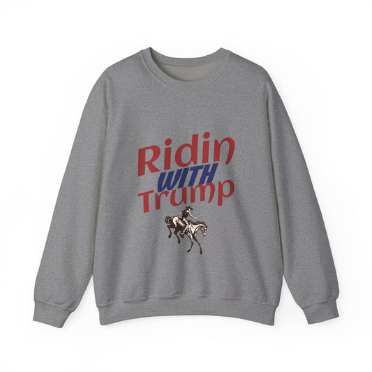 Ridin’ with Trump Unisex Sweatshirt | MAGA Heavy Blend Pullover