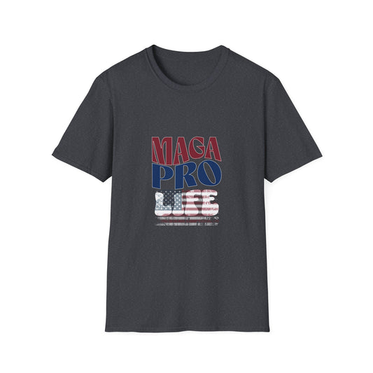 MAGA Pro-Life Patriotic T-Shirt | American Flag Graphic Tee|Unisex Softstyle T-Shirt,