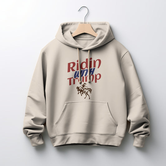 Ridin' with Trump Hoodie | Patriotic Pro-Trump Apparel, Western Style Sweatshirt